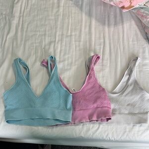 Nikibiki Blue, Pink, and White Ribbed Bras